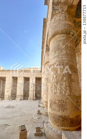 Medinet Habu, the mortuary temple of Ramesses III, located on the west bank of Luxor, Egypt. Medinet Habu, the mortuary temple of Ramesses III, located on the west bank of Luxor, Egypt. 138877715