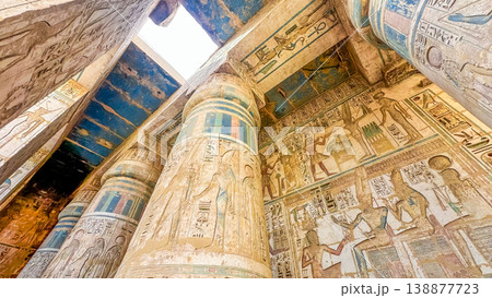 Medinet Habu, the mortuary temple of Ramesses III, located on the west bank of Luxor, Egypt. 138877723