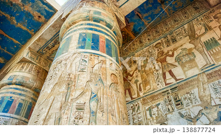 Medinet Habu, the mortuary temple of Ramesses III, located on the west bank of Luxor, Egypt. Medinet Habu, the mortuary temple of Ramesses III, located on the west bank of Luxor, Egypt. 138877724