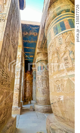 Medinet Habu, the mortuary temple of Ramesses III, located on the west bank of Luxor, Egypt. 138877726