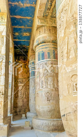 Medinet Habu, the mortuary temple of Ramesses III, located on the west bank of Luxor, Egypt. Medinet Habu, the mortuary temple of Ramesses III, located on the west bank of Luxor, Egypt. 138877727