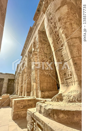 Medinet Habu, the mortuary temple of Ramesses III, located on the west bank of Luxor, Egypt. Medinet Habu, the mortuary temple of Ramesses III, located on the west bank of Luxor, Egypt. 138877738