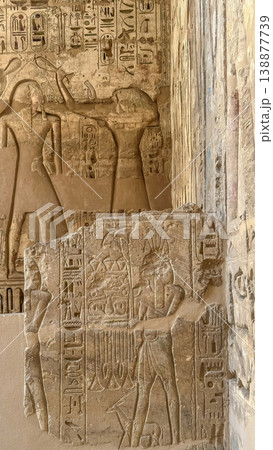 Medinet Habu, the mortuary temple of Ramesses III, located on the west bank of Luxor, Egypt. Medinet Habu, the mortuary temple of Ramesses III, located on the west bank of Luxor, Egypt. 138877739
