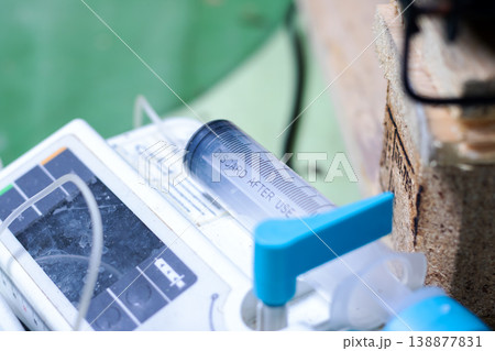 Sterile clinic environment with prepared dialysis device ready for patient procedure 138877831