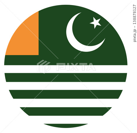 Round flag of Azad Kashmir isolated in circle shape. 138878127