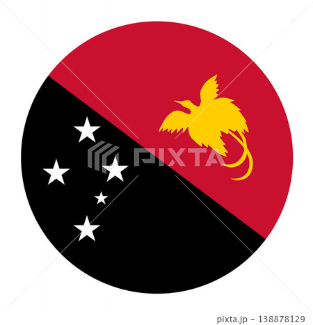 Round flag of Papua New Guinea isolated in circle shape. Round flag of Papua New Guinea isolated in circle shape. 138878129