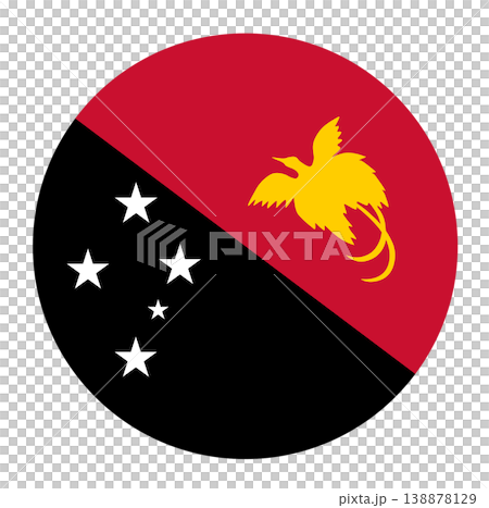Round flag of Papua New Guinea isolated in circle shape. Round flag of Papua New Guinea isolated in circle shape. 138878129