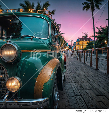 old vintage car on the street 138878435