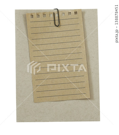 Set of blank torn brown notebook paper sheets with black paperclip. Empty textured lined note page mockup isolated on background. Scrapbooking, journaling, stationery object Message reminder templates Set of blank torn brown notebook paper sheets with black paperclip. Empty textured lined note page mockup isolated on background. Scrapbooking, journaling, stationery object Message reminder templates 138878451