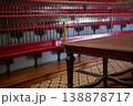 Vintage theater interior, classic auditorium, wooden seating, heritage hall, cinematic atmosphere 138878717