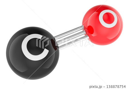 Carbon monoxide molecule with triple bond. 3D rendering 138878754