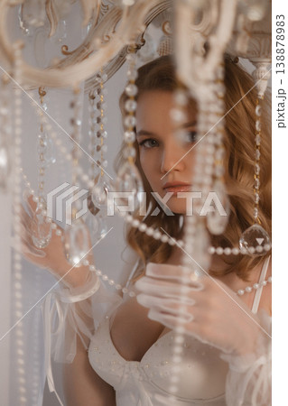 Elegant Lady Adorned With Intricate Crystal And Pearl Decorations Demonstrating Artistry 138878983