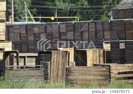 Wooden boxes stacked together Wooden boxes stacked together 138879572