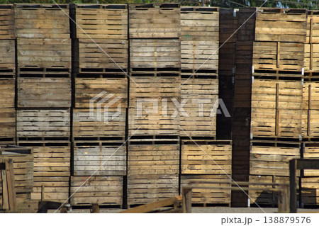 Wooden boxes stacked together Wooden boxes stacked together 138879576