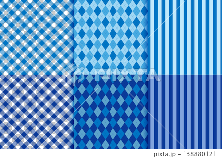 Checkered Argyle Stripe Seamless Pattern Wallpaper Background Blue Father's Day Illustration Vector 138880121