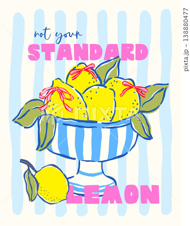 Coquette Girly Summer Lemon la dolce vita Limoncello Shirt Design, lemons in blow, Whimsical Hand Drawn Summer Sublimation 138880477