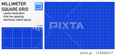 Blueprint grid system millimeter square geometry, zoom detail view. Fine lattice structure demonstration, engineering Blueprint grid system millimeter square geometry, zoom detail view. Fine lattice structure demonstration, engineering 138880637