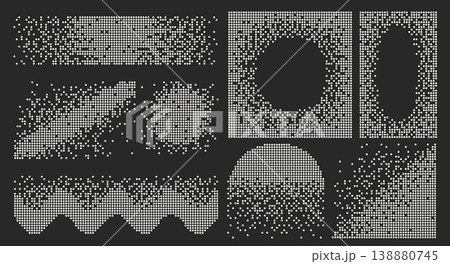 Pixel Art Disintegrated Halftone Dots Gradient Shapes Set Pixel Art Disintegrated Halftone Dots Gradient Shapes Set 138880745