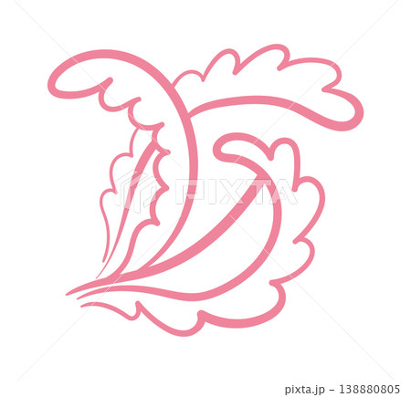 Flourish Leaf Scrollwork Line Art Flourish Leaf Scrollwork Line Art 138880805
