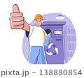 Recycling Bottles Man Thumbs Up Cartoon 138880854