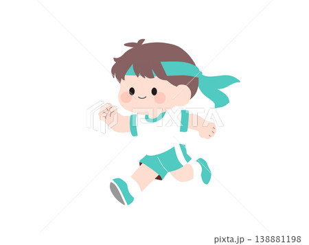 ハチマキを付けた走る男の子のイラスト ハチマキを付けた走る男の子のイラスト 138881198