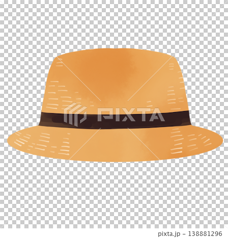 Watercolor-style illustration of a boater hat. A hand-drawn illustration of a stylish straw hat, perfect for summer outings and travel. Watercolor-style illustration of a boater hat. A hand-drawn illustration of a stylish straw hat, perfect for summer outings and travel. 138881296