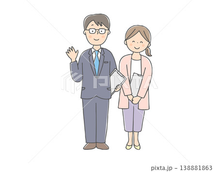 笑顔の男女の先生全身 138881863