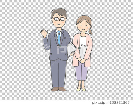 笑顔の男女の先生全身 138881863