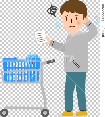 スーパーマーケットで探している品物が見つからなくて困っている男性 138882206