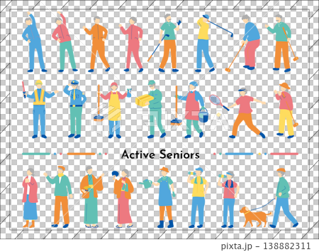 Active Senior Illustration Set Active Senior Illustration Set 138882311