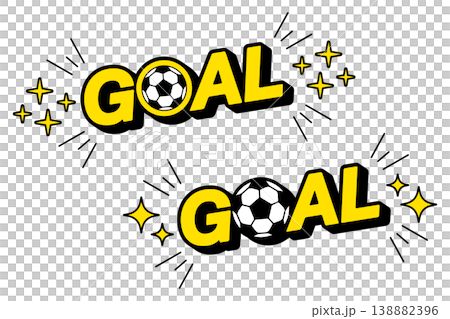 Soccer goal text, football GOAL, soccer ball and letter vector illustration set Soccer goal text, football GOAL, soccer ball and letter vector illustration set 138882396