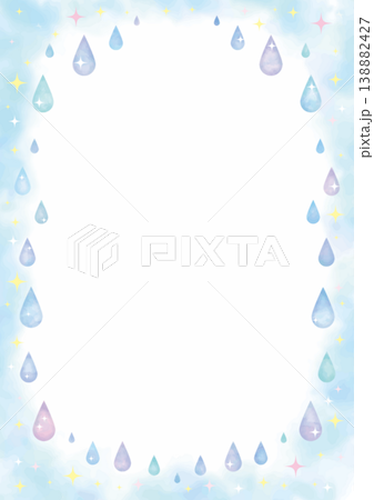 水彩の雫のフレーム背景-縦型 138882427