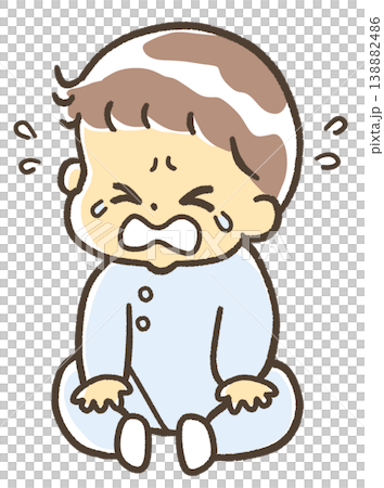 お座りして大泣きの赤ちゃん お座りして大泣きの赤ちゃん 138882486