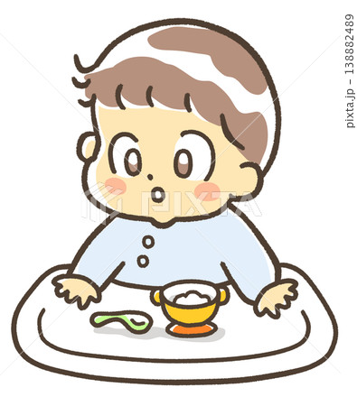 離乳食中の赤ちゃん 離乳食中の赤ちゃん 138882489