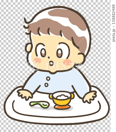 離乳食中の赤ちゃん 離乳食中の赤ちゃん 138882489