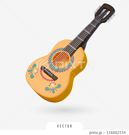 3D Cinco de Mayo festive guitar illustration 138882554