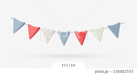 3D colorful flag garland illustration 138882555