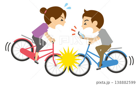 ながらスマホの自転車事故のイメージイラスト ながらスマホの自転車事故のイメージイラスト 138882599