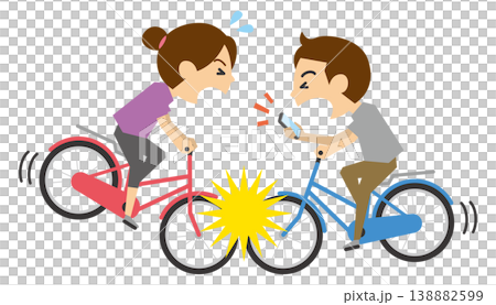 ながらスマホの自転車事故のイメージイラスト ながらスマホの自転車事故のイメージイラスト 138882599