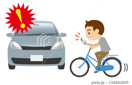 自転車と自動車の事故のイメージイラスト 自転車と自動車の事故のイメージイラスト 138882605
