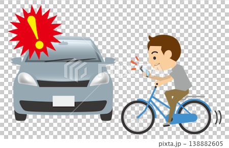 自転車と自動車の事故のイメージイラスト 自転車と自動車の事故のイメージイラスト 138882605