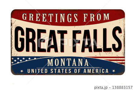 Greetings from Great Falls vintage rusty metal sign 138883157