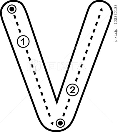 Letter V Tracing Worksheet for Kids, Black and White Alphabet Handwriting Practice 138883188