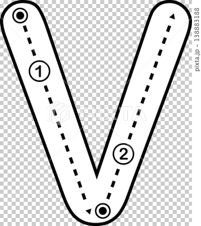 Letter V Tracing Worksheet for Kids, Black and White Alphabet Handwriting Practice 138883188