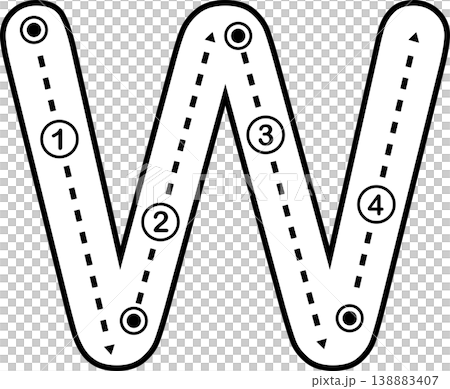 Letter W Tracing Worksheet for Kids, Black and White Alphabet Handwriting Practice Letter W Tracing Worksheet for Kids, Black and White Alphabet Handwriting Practice 138883407