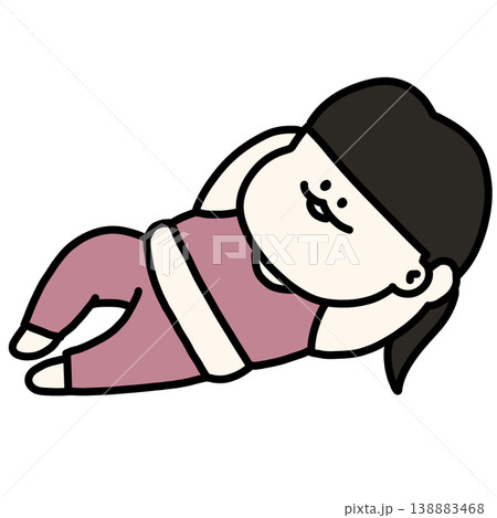 横になってくつろぐトレーニング中の女性 背景透過 横になってくつろぐトレーニング中の女性 背景透過 138883468