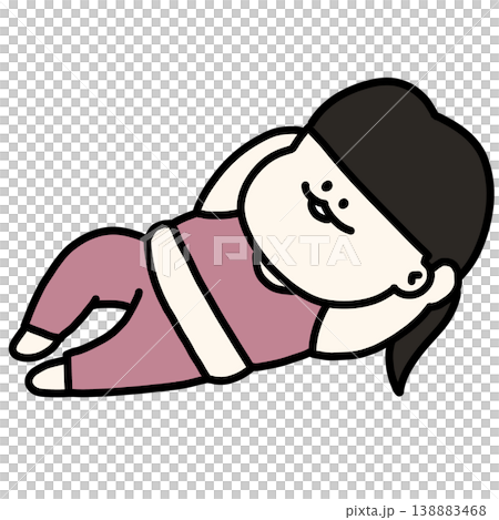 Woman lying down and relaxing during workout (transparent background) 138883468