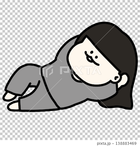 A young, unemployed person lying down lazily with no free time (transparent background) 138883469