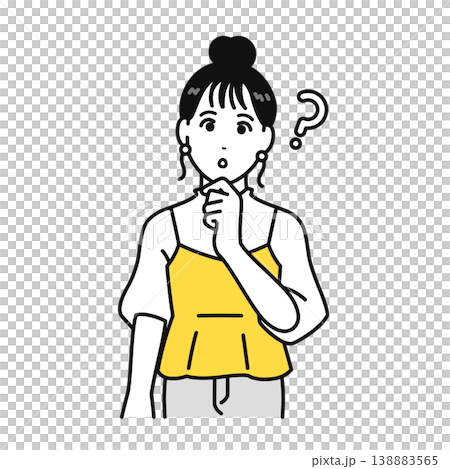 考えるまとめ髪の若い女性のイラスト素材 138883565