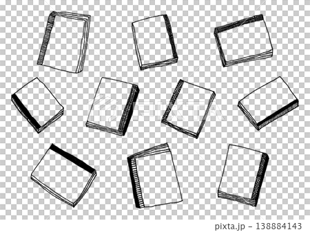 A set of simple, hand-drawn illustrations for right-bound and left-bound books. 138884143